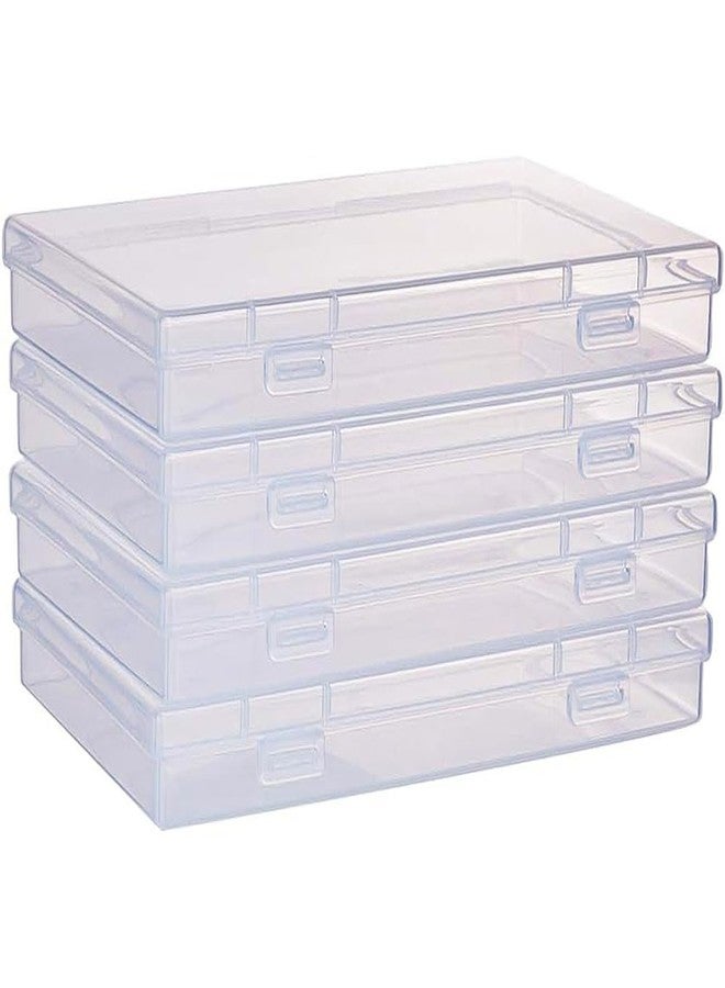 BENECREAT 4 Pack 6.7x4.13x1 Inches Large Clear Plastic Box Container Clear Storage Organizer with Hinged Lid for Small Craft Accessories Office Supplies Clips - Image 1